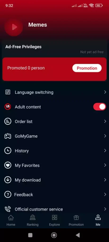 Memes movie app screenshot